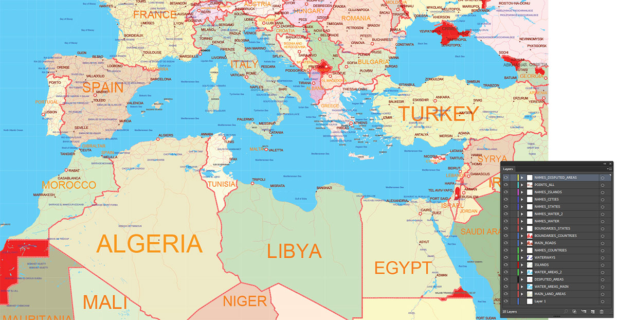 Europe Map Vector Exact Low Detailed Road & Admin Map editable Adobe Illustrator and PDF in layers in 1 archive Europe Map Vector Exact Low Detailed Road & Admin Map editable Adobe Illustrator and PDF in layers in 1 archive