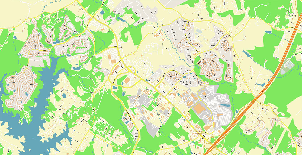 Fredericksburg Virginia US Vector Map Exact High Detailed Street Map editable Adobe Illustrator in layers