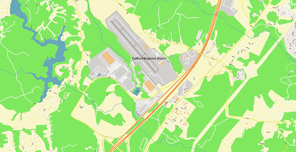 Fredericksburg Virginia US Vector Map Exact High Detailed Street Map editable Adobe Illustrator in layers