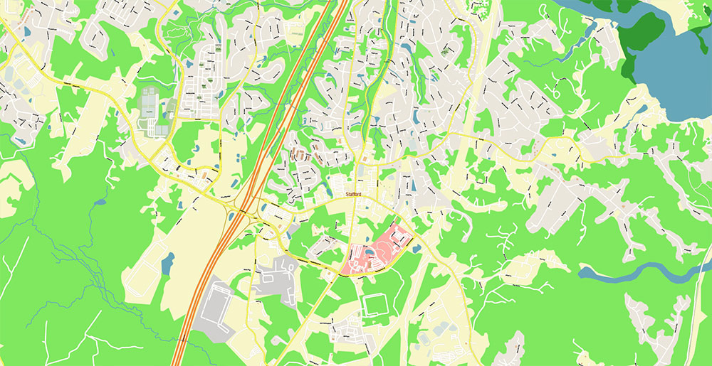 Fredericksburg Virginia US Vector Map Exact High Detailed Street Map editable Adobe Illustrator in layers