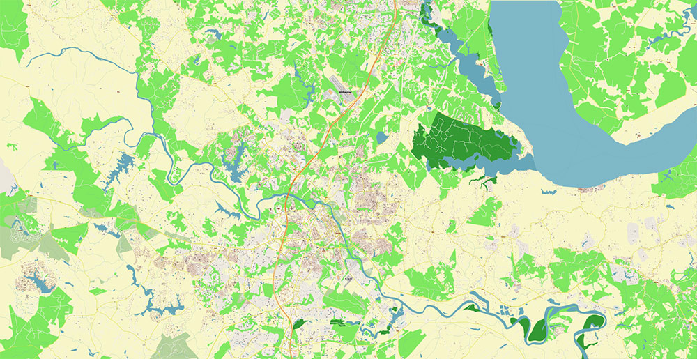 Fredericksburg Virginia US Vector Map Exact High Detailed Street Map editable Adobe Illustrator in layers