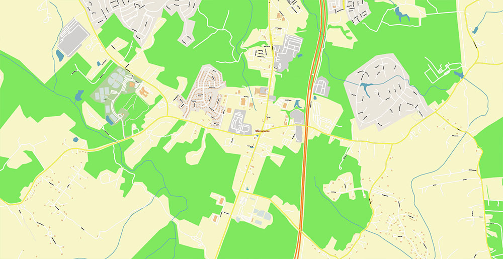 Fredericksburg Virginia US Vector Map Exact High Detailed Street Map editable Adobe Illustrator in layers