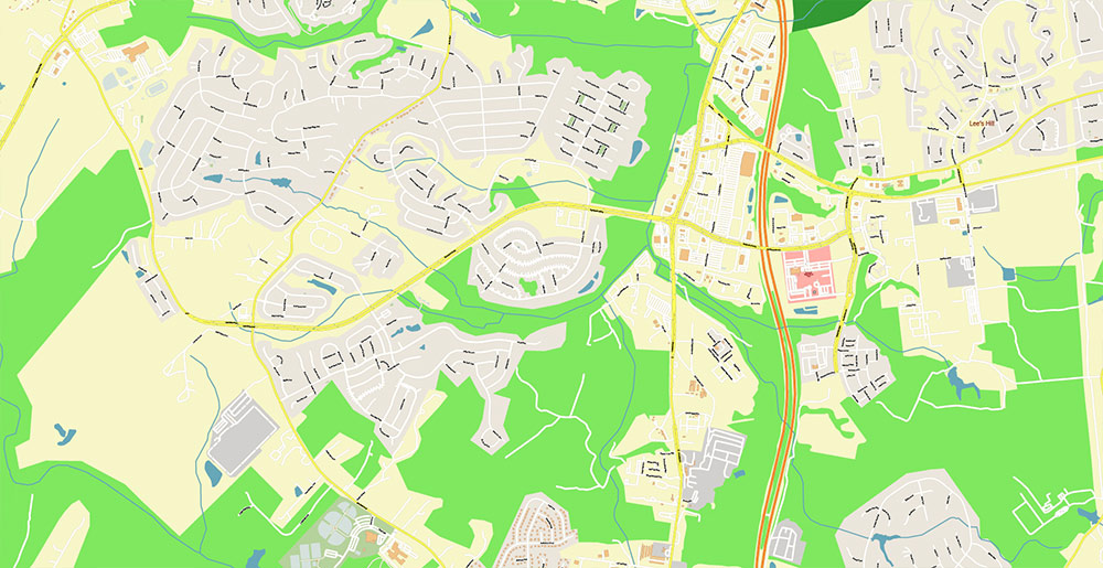 Fredericksburg Virginia US Vector Map Exact High Detailed Street Map editable Adobe Illustrator in layers