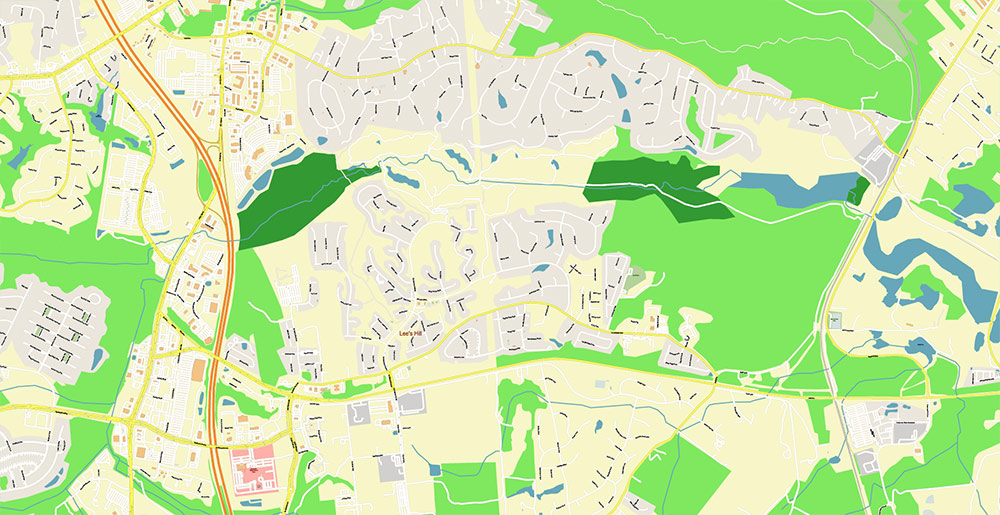 Fredericksburg Virginia US Vector Map Exact High Detailed Street Map editable Adobe Illustrator in layers