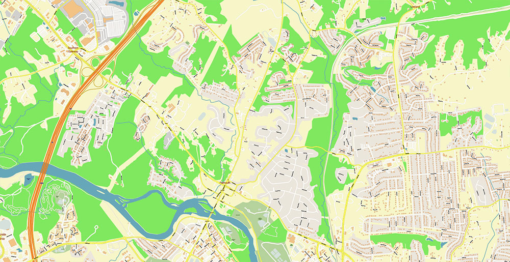 Fredericksburg Virginia US Vector Map Exact High Detailed Street Map editable Adobe Illustrator in layers