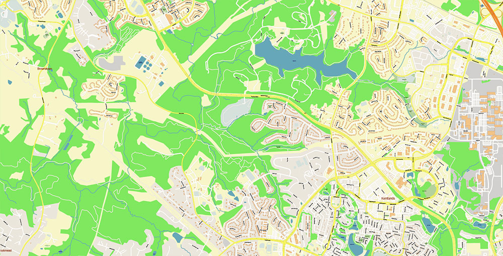 Gaithesburg Rockville Maryland US Vector Map Exact High Detailed Street Map editable Adobe Illustrator in layers