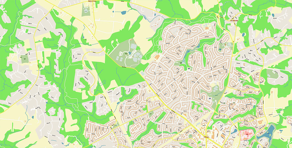 Gaithesburg Rockville Maryland US Vector Map Exact High Detailed Street Map editable Adobe Illustrator in layers