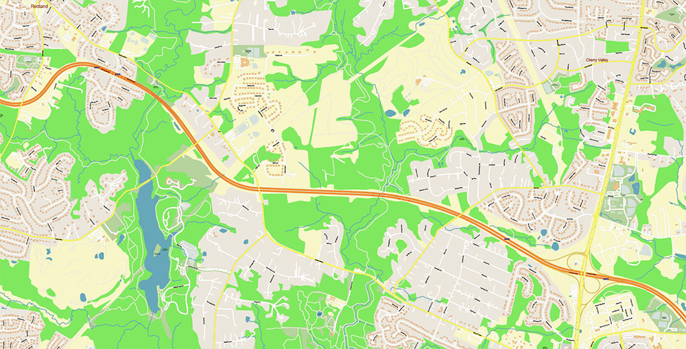 Gaithesburg Rockville Maryland US Vector Map Exact High Detailed Street Map editable Adobe Illustrator in layers