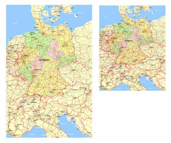 Germany Map Vector Exact Low Detailed Road & Admin Map editable Adobe Illustrator and PDF in layers in 1 archive Germany Map Vector Exact Low Detailed Road & Admin Map editable Adobe Illustrator and PDF in layers in 1 archive