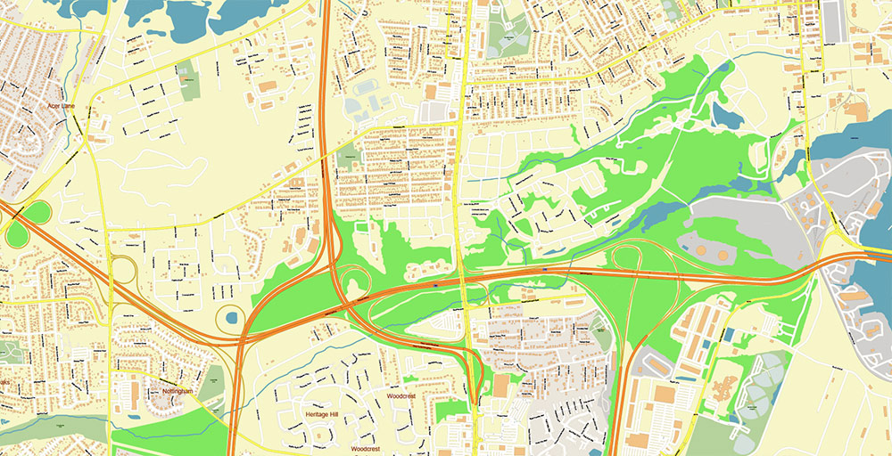 Glen Burnie Maryland US Vector Map Exact High Detailed Street Map editable Adobe Illustrator in layers
