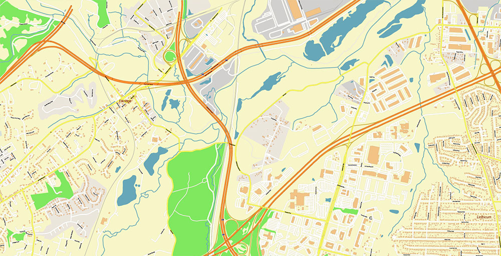 Glen Burnie Maryland US Vector Map Exact High Detailed Street Map editable Adobe Illustrator in layers