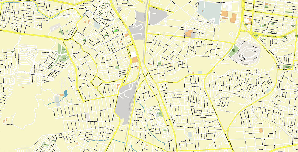 Guadalajara Mexico Vector Map Exact High Detailed Street Map editable Adobe Illustrator in layers