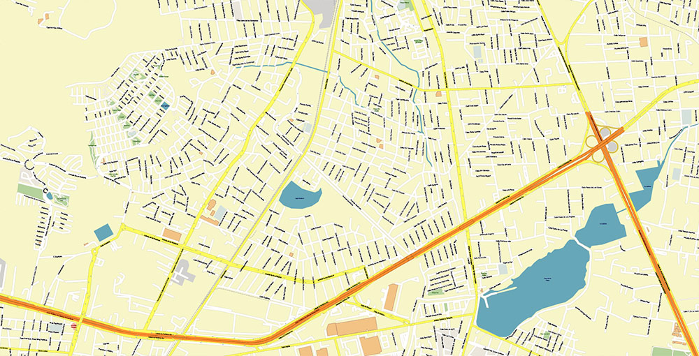 Guadalajara Mexico Vector Map Exact High Detailed Street Map editable Adobe Illustrator in layers