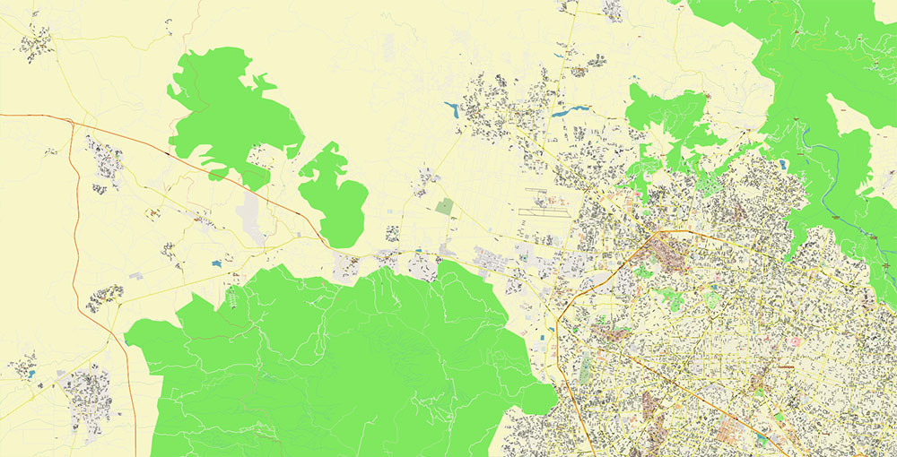 Guadalajara Mexico Vector Map Exact High Detailed Street Map editable Adobe Illustrator in layers