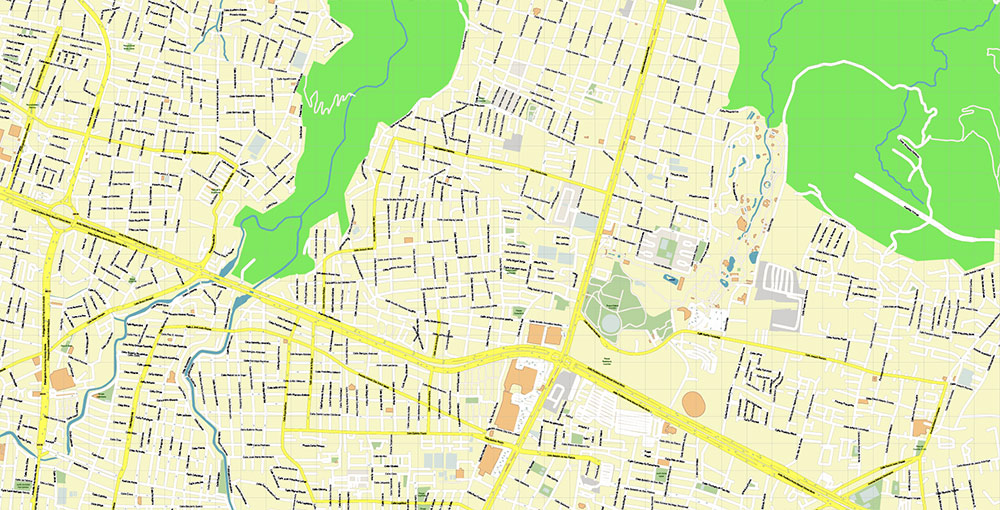Guadalajara Mexico Vector Map Exact High Detailed Street Map editable Adobe Illustrator in layers