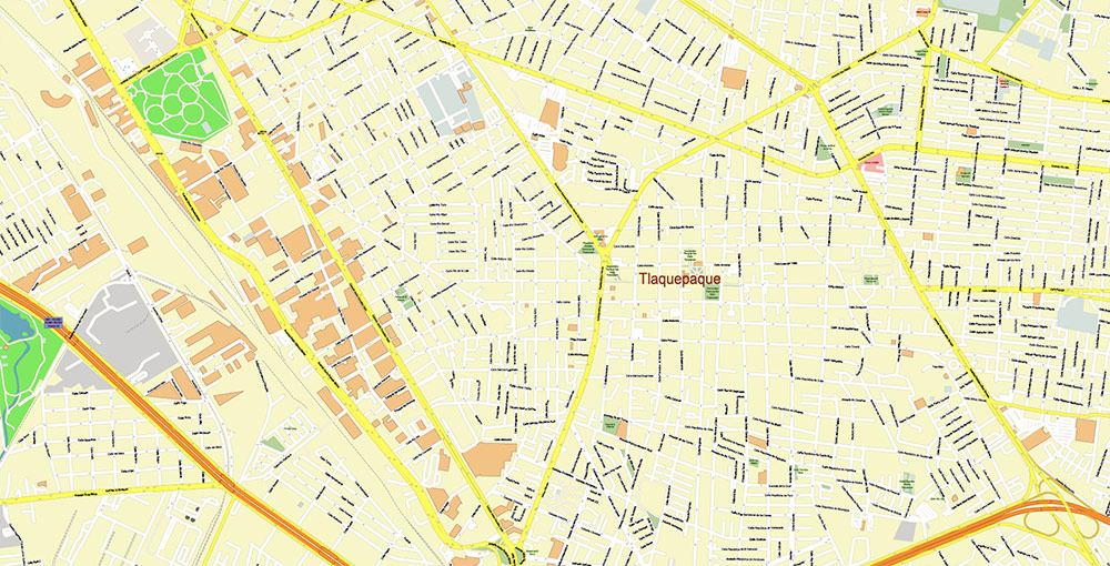 Guadalajara Mexico Vector Map Exact High Detailed Street Map editable Adobe Illustrator in layers