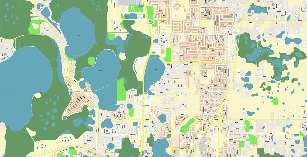 Haines City Florida USA Vector Map Exact High Detailed Street Map editable Adobe Illustrator in layers