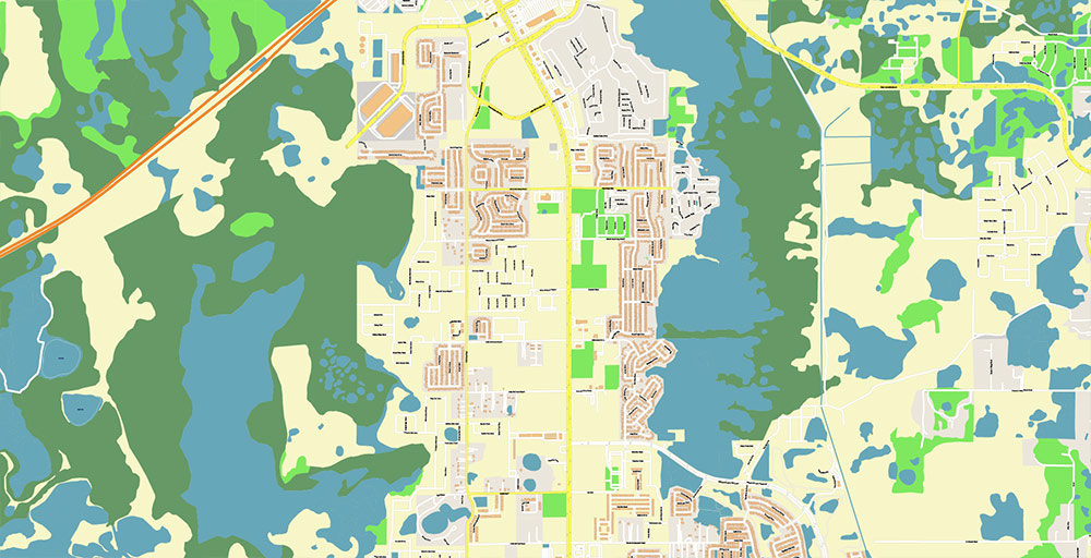 Haines City Florida USA Vector Map Exact High Detailed Street Map editable Adobe Illustrator in layers