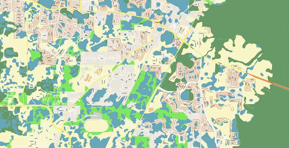 Haines City Florida USA Vector Map Exact High Detailed Street Map editable Adobe Illustrator in layers