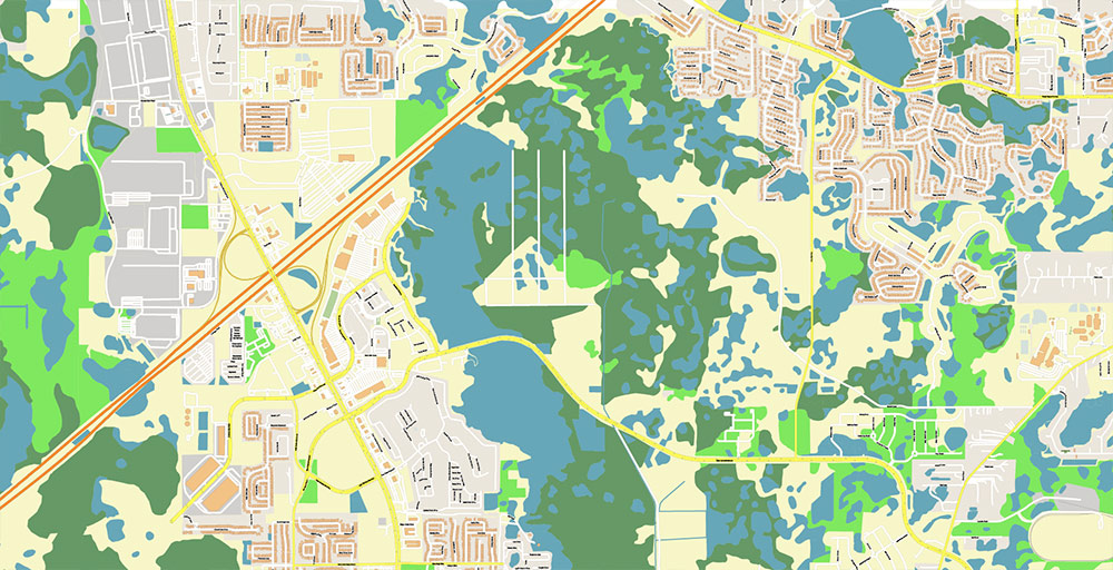 Haines City Florida USA Vector Map Exact High Detailed Street Map editable Adobe Illustrator in layers