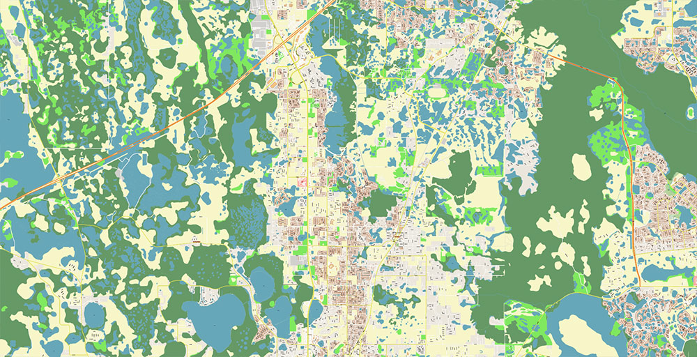 Haines City Florida USA Vector Map Exact High Detailed Street Map editable Adobe Illustrator in layers