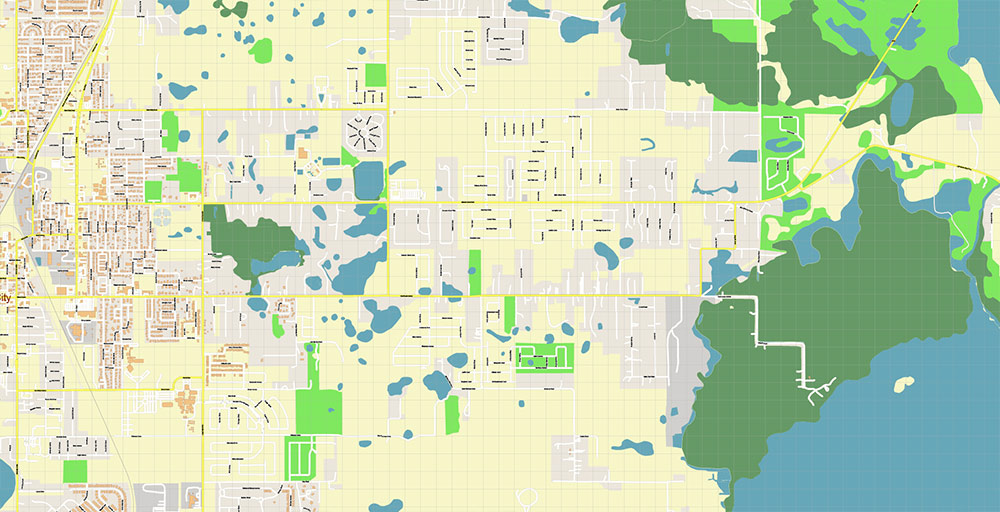 Haines City Florida USA Vector Map Exact High Detailed Street Map editable Adobe Illustrator in layers