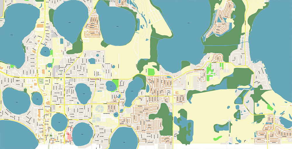 Haines City Florida USA Vector Map Exact High Detailed Street Map editable Adobe Illustrator in layers