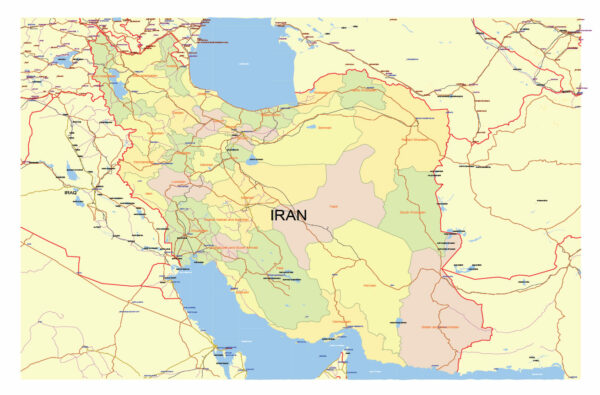 Iran Map Vector Exact Low Detailed Road & Admin Map editable Adobe Illustrator and PDF in layers in 1 archive Iran Map Vector Exact Low Detailed Road & Admin Map editable Adobe Illustrator and PDF in layers in 1 archive