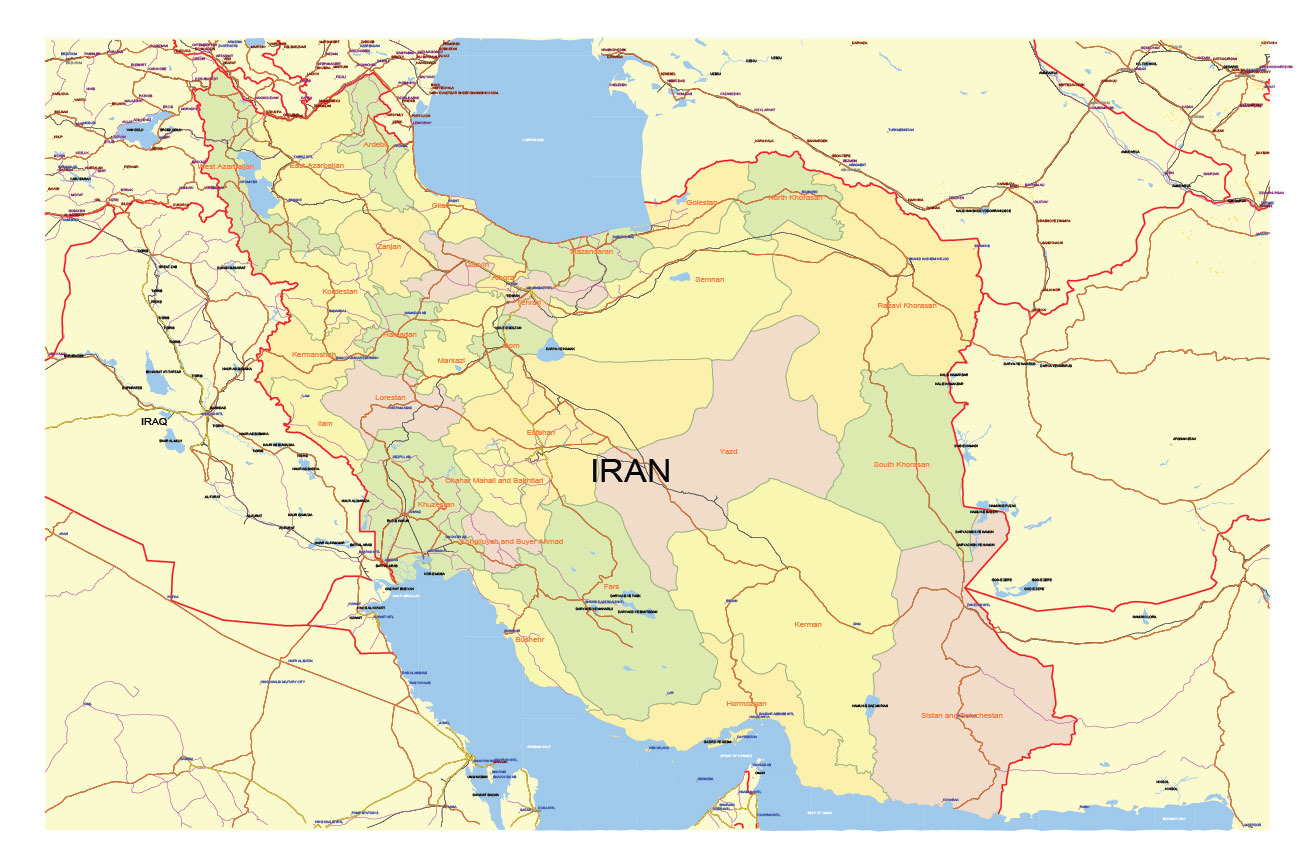 Iran Map Vector Exact Low Detailed Road & Admin Map editable Adobe Illustrator and PDF in layers in 1 archive Iran Map Vector Exact Low Detailed Road & Admin Map editable Adobe Illustrator and PDF in layers in 1 archive