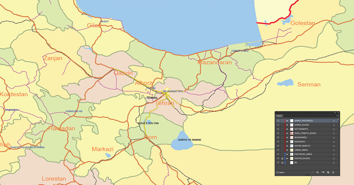 Iran Map Vector Exact Low Detailed Road & Admin Map editable Adobe Illustrator and PDF in layers in 1 archive Iran Map Vector Exact Low Detailed Road & Admin Map editable Adobe Illustrator and PDF in layers in 1 archive