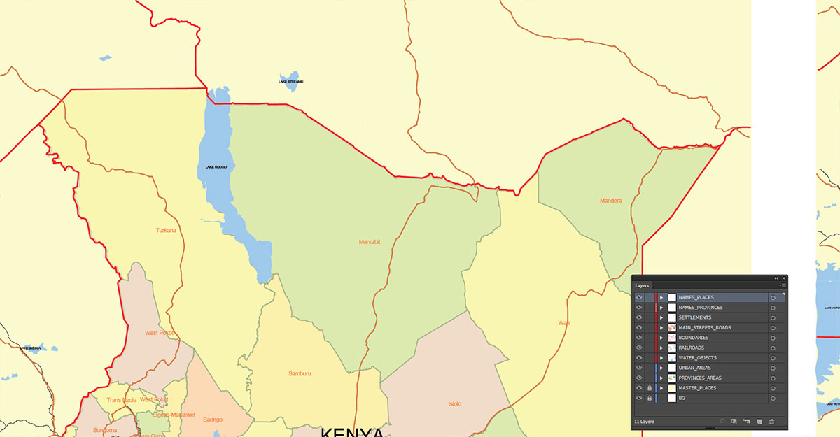 Kenya Map Vector Exact Low Detailed Road & Admin Map editable Adobe Illustrator and PDF in layers in 1 archive Kenya Map Vector Exact Low Detailed Road & Admin Map editable Adobe Illustrator and PDF in layers in 1 archive