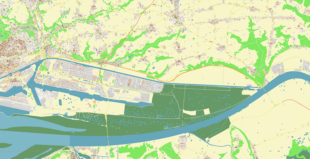 Le Havre France Vector Map Exact High Detailed Street Map editable Adobe Illustrator in layers
