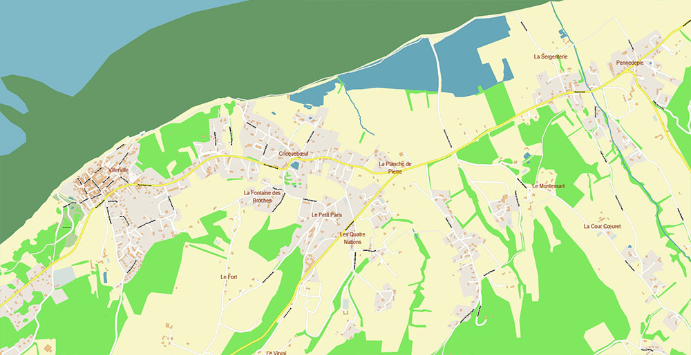 Le Havre France Vector Map Exact High Detailed Street Map editable Adobe Illustrator in layers