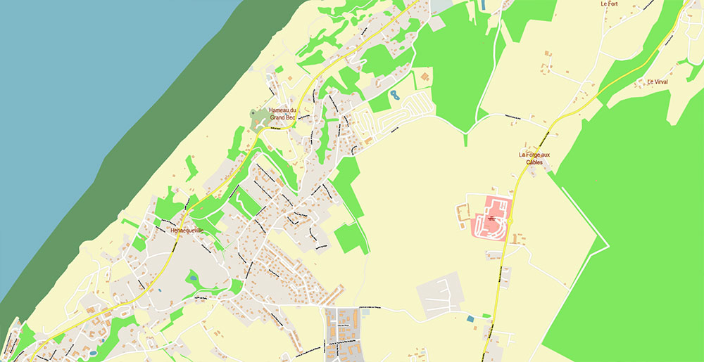 Le Havre France Vector Map Exact High Detailed Street Map editable Adobe Illustrator in layers