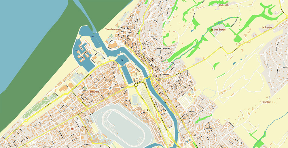 Le Havre France Vector Map Exact High Detailed Street Map editable Adobe Illustrator in layers