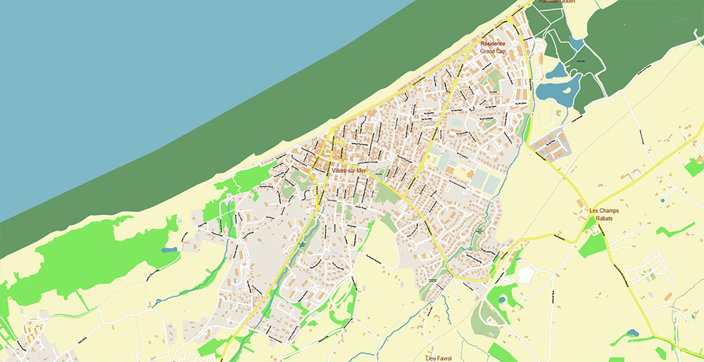 Le Havre France Vector Map Exact High Detailed Street Map editable Adobe Illustrator in layers