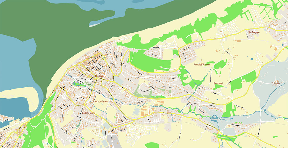 Le Havre France Vector Map Exact High Detailed Street Map editable Adobe Illustrator in layers