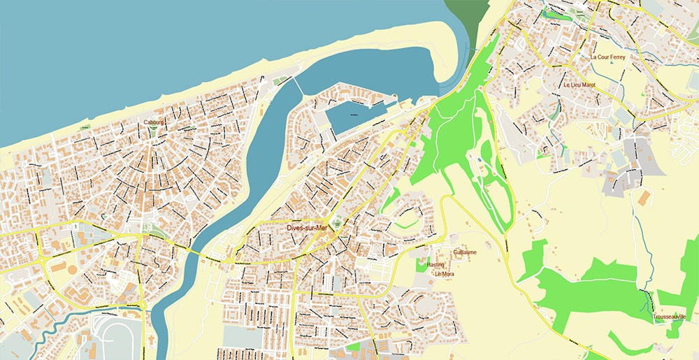 Le Havre France Vector Map Exact High Detailed Street Map editable Adobe Illustrator in layers