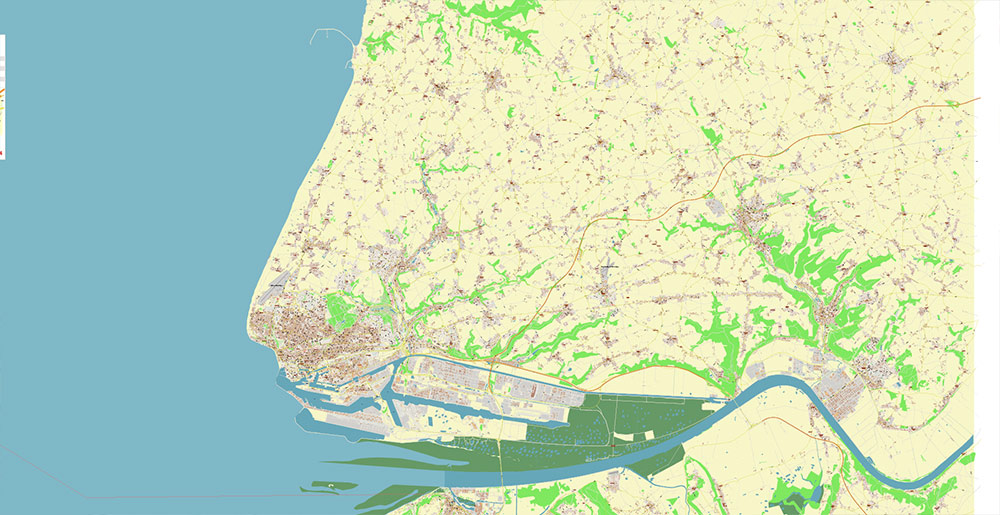 Le Havre France Vector Map Exact High Detailed Street Map editable Adobe Illustrator in layers