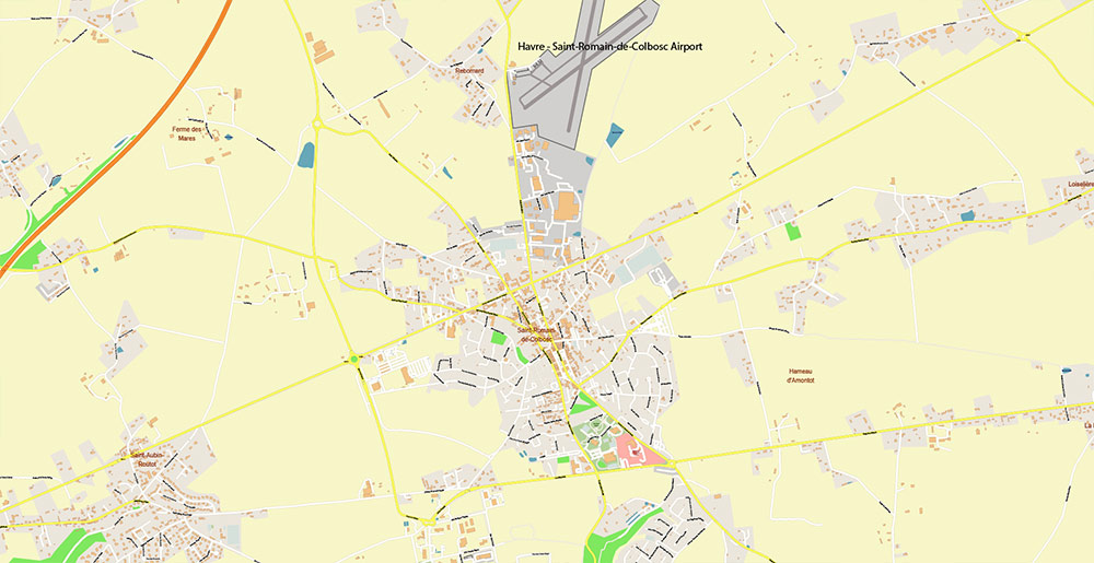 Le Havre France Vector Map Exact High Detailed Street Map editable Adobe Illustrator in layers