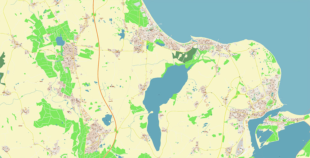 Lubeck Germany Vector Map Exact High Detailed Street Map editable Adobe Illustrator in layers