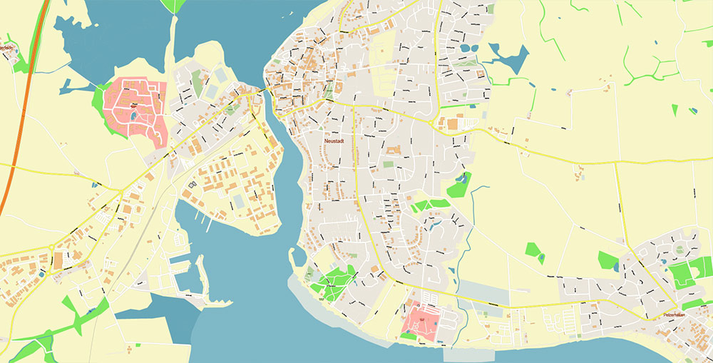 Lubeck Germany Vector Map Exact High Detailed Street Map editable Adobe Illustrator in layers