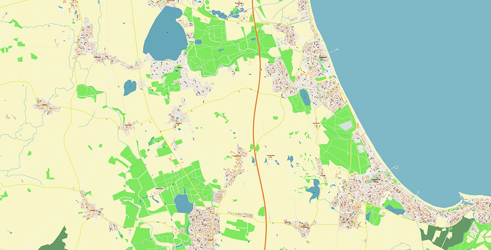 Lubeck Germany Vector Map Exact High Detailed Street Map editable Adobe Illustrator in layers