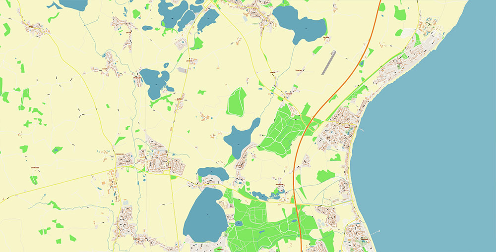 Lubeck Germany Vector Map Exact High Detailed Street Map editable Adobe Illustrator in layers