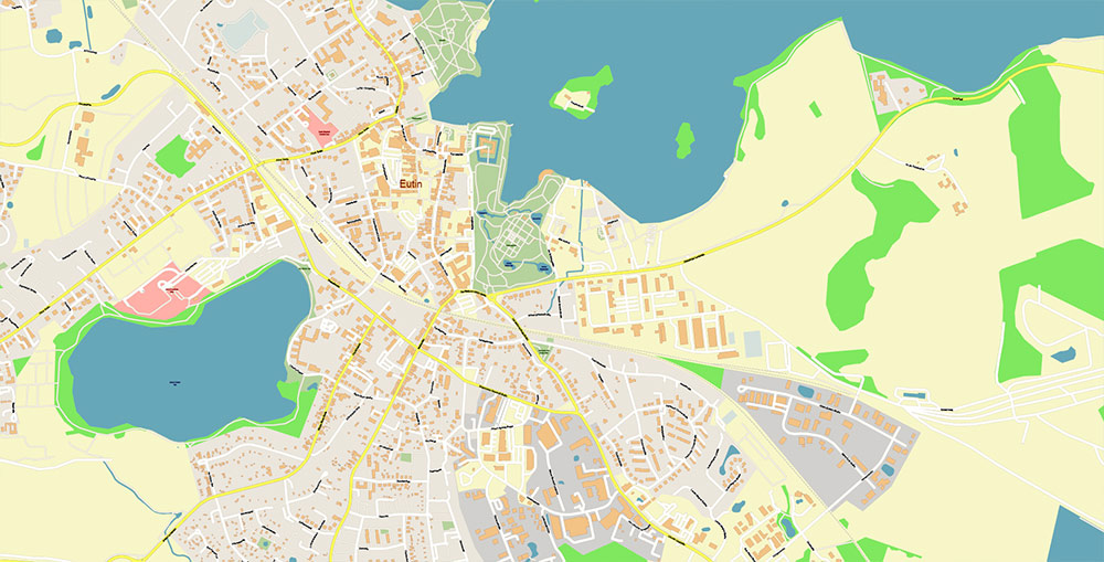 Lubeck Germany Vector Map Exact High Detailed Street Map editable Adobe Illustrator in layers