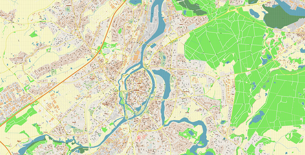 Lubeck Germany Vector Map Exact High Detailed Street Map editable Adobe Illustrator in layers