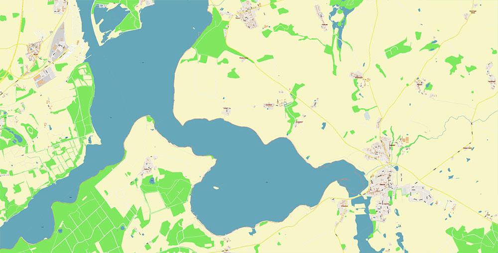 Lubeck Germany Vector Map Exact High Detailed Street Map editable Adobe Illustrator in layers
