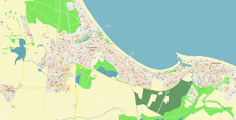 Lubeck Germany Vector Map Exact High Detailed Street Map editable Adobe Illustrator in layers