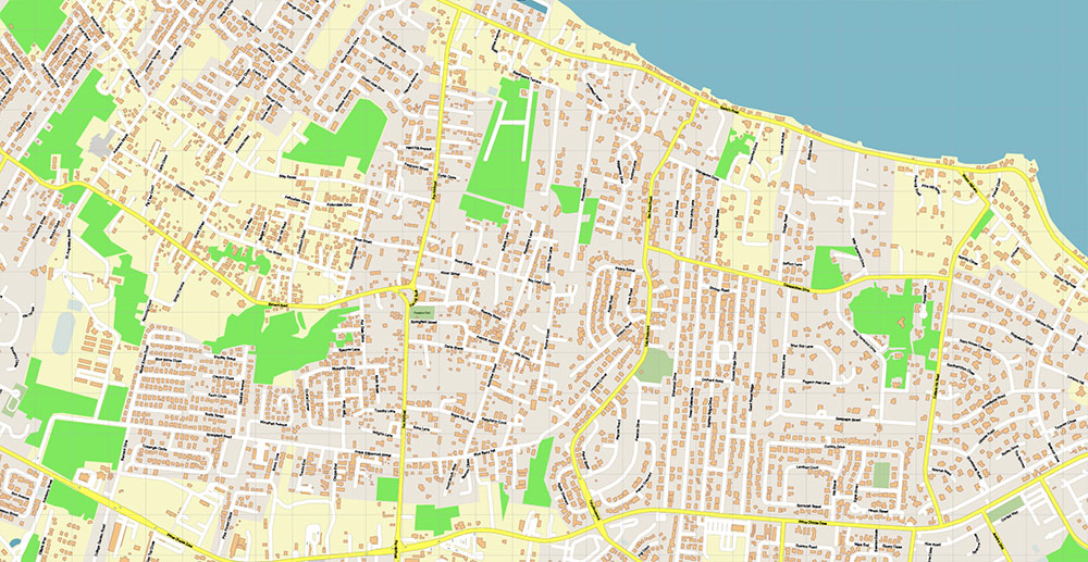 Nassau Bahamas Vector Map Exact High Detailed Street Map editable Adobe Illustrator in layers
