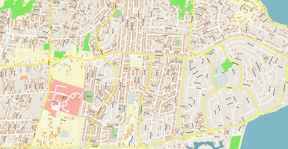Nassau Bahamas Vector Map Exact High Detailed Street Map editable Adobe Illustrator in layers